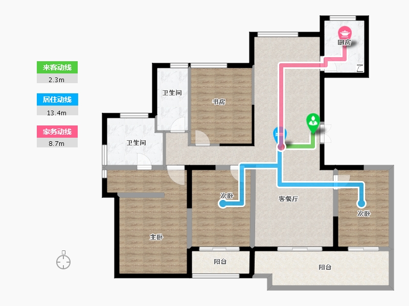 陕西省-西安市-白桦林溪-144.70-户型库-动静线