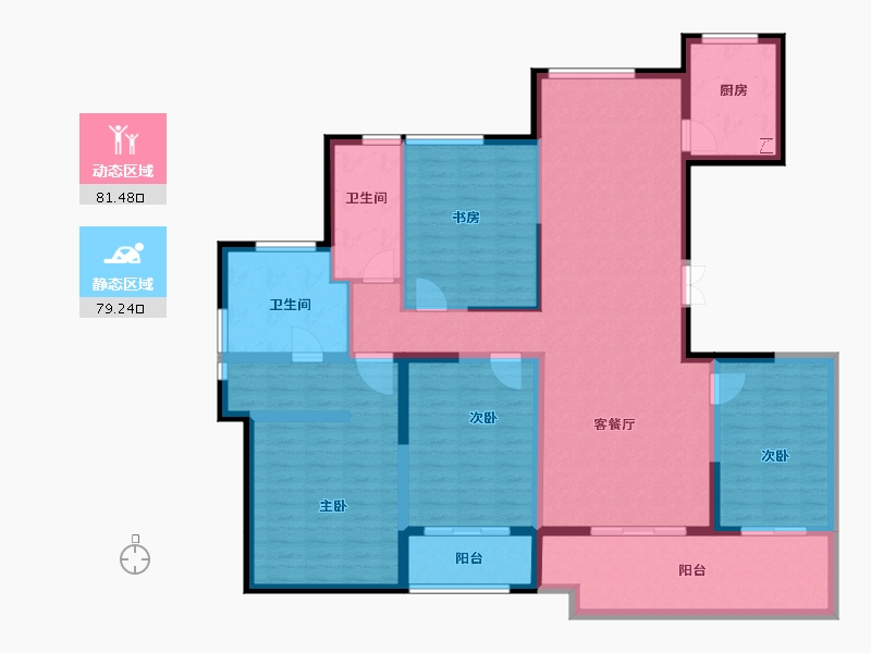 陕西省-西安市-白桦林溪-144.70-户型库-动静分区