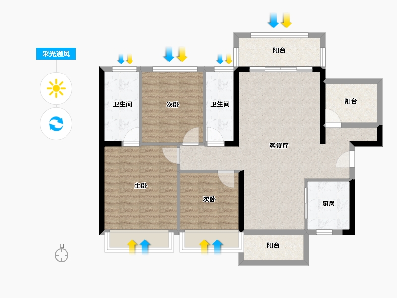 广东省-河源市-龙光城-98.69-户型库-采光通风