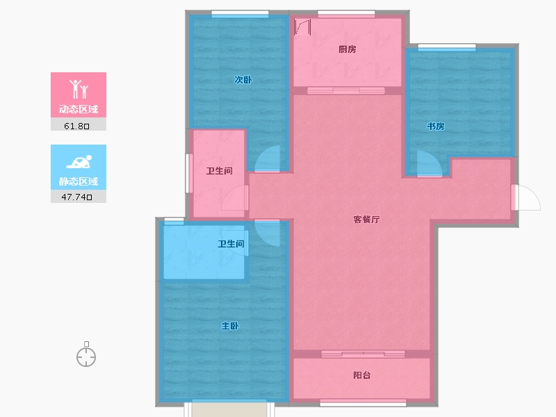 陕西省-西安市-金泰贞观悦府-98.25-户型库-动静分区