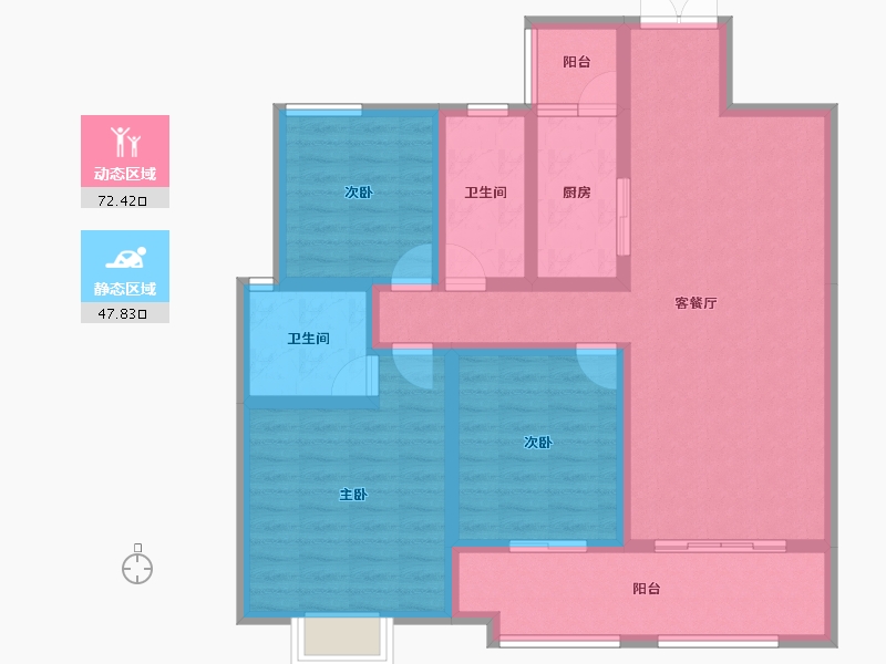 云南省-红河哈尼族彝族自治州-缙颐玖悦台​-106.80-户型库-动静分区