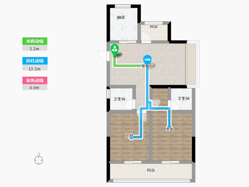 浙江省-杭州市-古墩彩虹轩-72.15-户型库-动静线