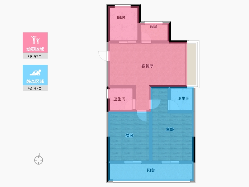 浙江省-杭州市-古墩彩虹轩-72.15-户型库-动静分区