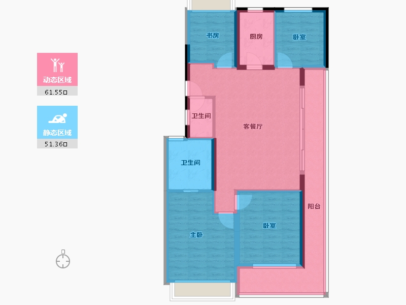 浙江省-杭州市-滨湖天地-100.80-户型库-动静分区