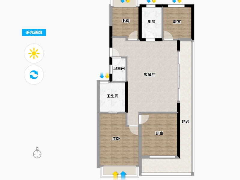 浙江省-杭州市-滨湖天地-100.80-户型库-采光通风