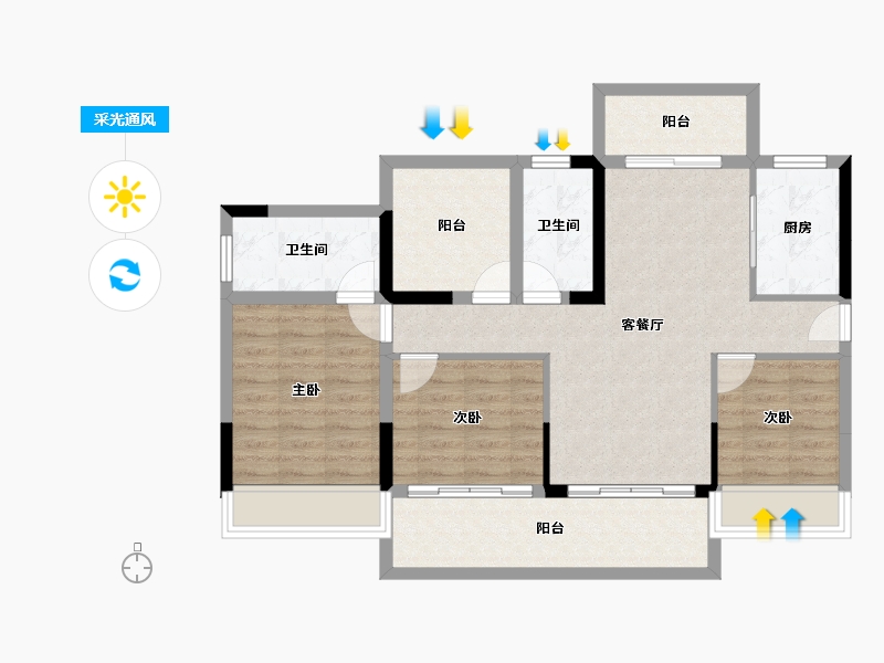 广东省-河源市-嘉葆润永安新城-89.36-户型库-采光通风