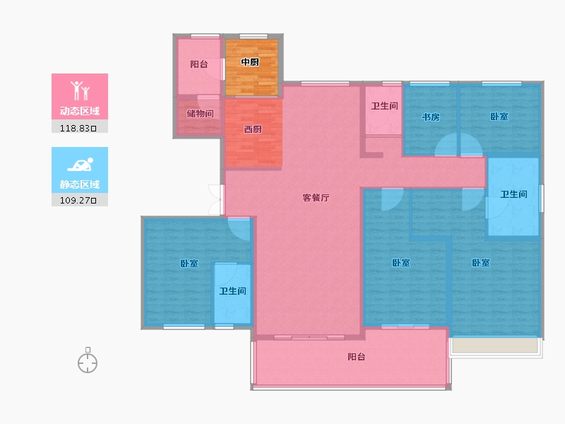 河南省-郑州市-碧桂园双湖城-216.00-户型库-动静分区