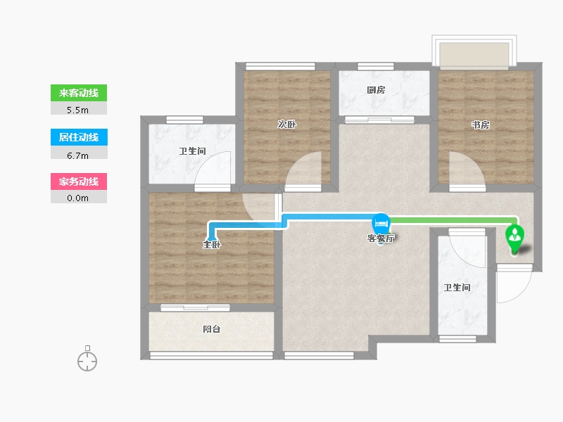 陕西省-西安市-逸景佑园-88.80-户型库-动静线