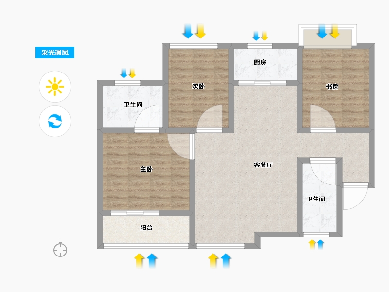 陕西省-西安市-逸景佑园-88.80-户型库-采光通风