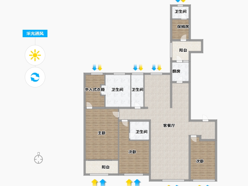 上海-上海市-滨江凯旋门-226.29-户型库-采光通风