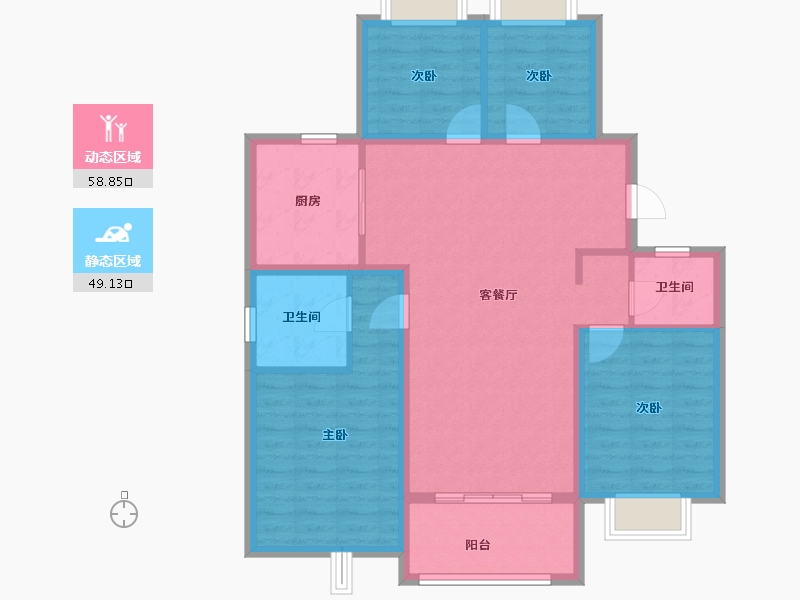 上海-上海市-融创未来金融城-97.06-户型库-动静分区