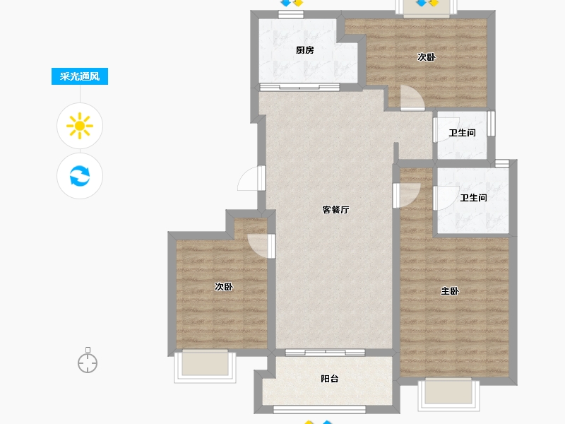 上海-上海市-融创未来金融城-95.68-户型库-采光通风