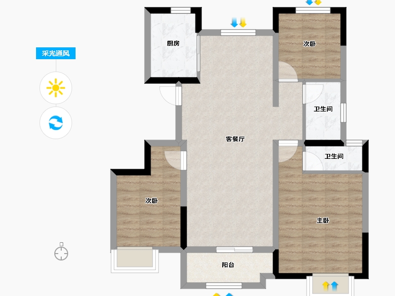 天津-天津市-津侨国际小镇-81.63-户型库-采光通风