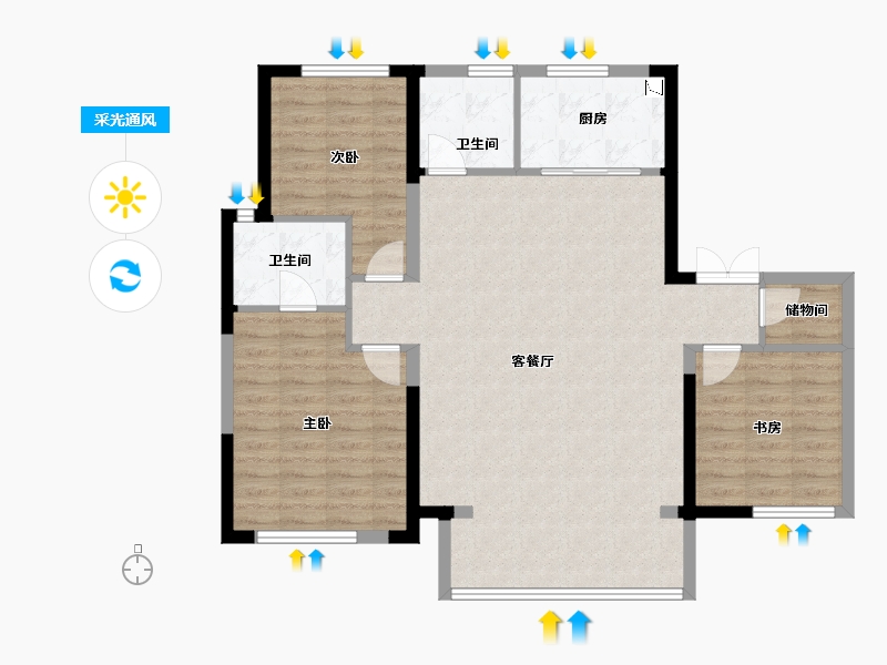 宁夏回族自治区-银川市-金地自在城-100.00-户型库-采光通风