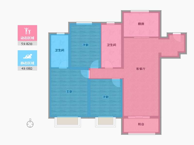 天津-天津市-运河文化城188-97.46-户型库-动静分区