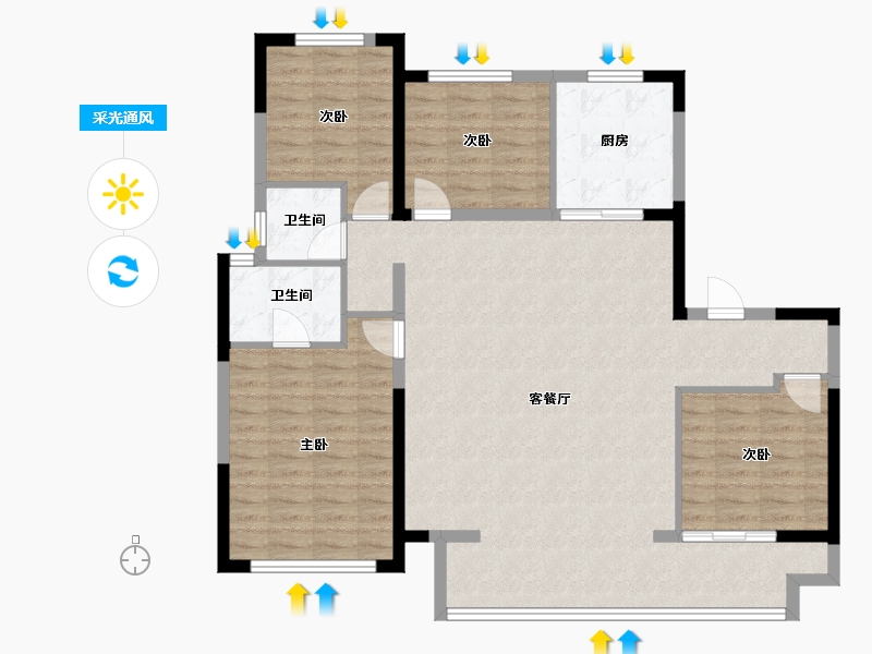 宁夏回族自治区-银川市-金地自在城-114.40-户型库-采光通风