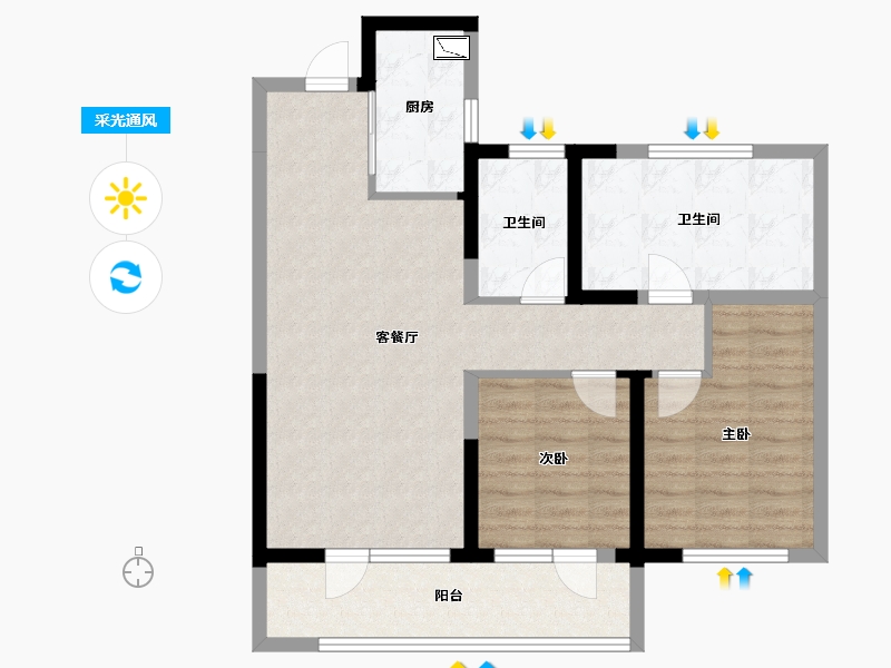 宁夏回族自治区-银川市-金地自在城-80.46-户型库-采光通风