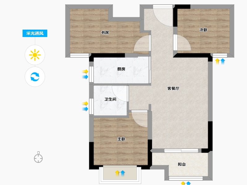 福建省-厦门市-金地峯上-63.21-户型库-采光通风