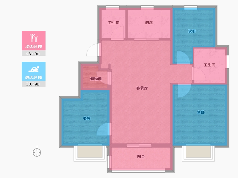 天津-天津市-中建锦绣丽城当红-68.38-户型库-动静分区