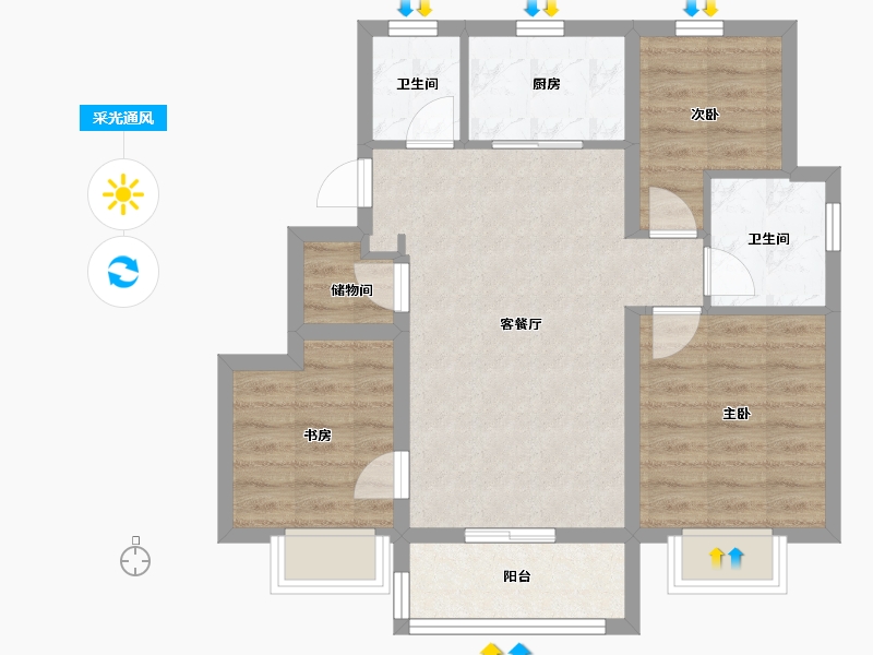 天津-天津市-中建锦绣丽城当红-68.38-户型库-采光通风