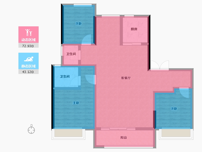 陕西省-西安市-招商央畔-104.00-户型库-动静分区