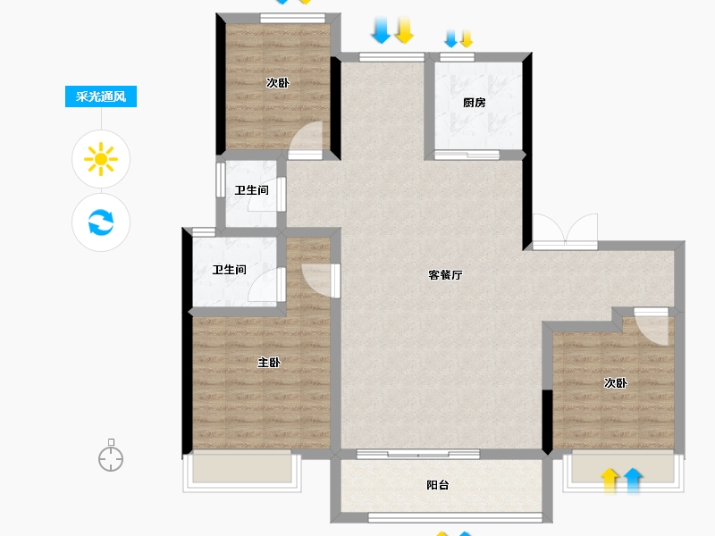 陕西省-西安市-招商央畔-104.00-户型库-采光通风