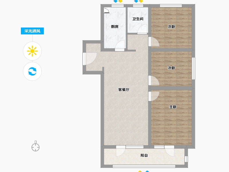 山东省-潍坊市-金大地天泰城-88.00-户型库-采光通风