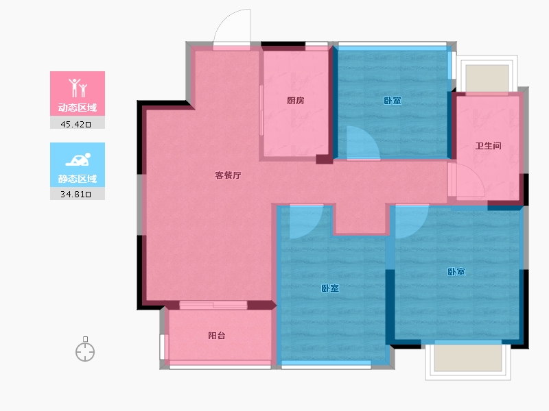 安徽省-合肥市-招商东望府-71.20-户型库-动静分区