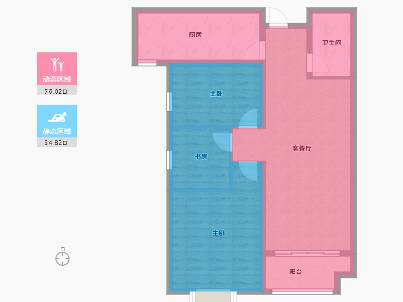 陕西省-咸阳市-沣馨苑-81.41-户型库-动静分区