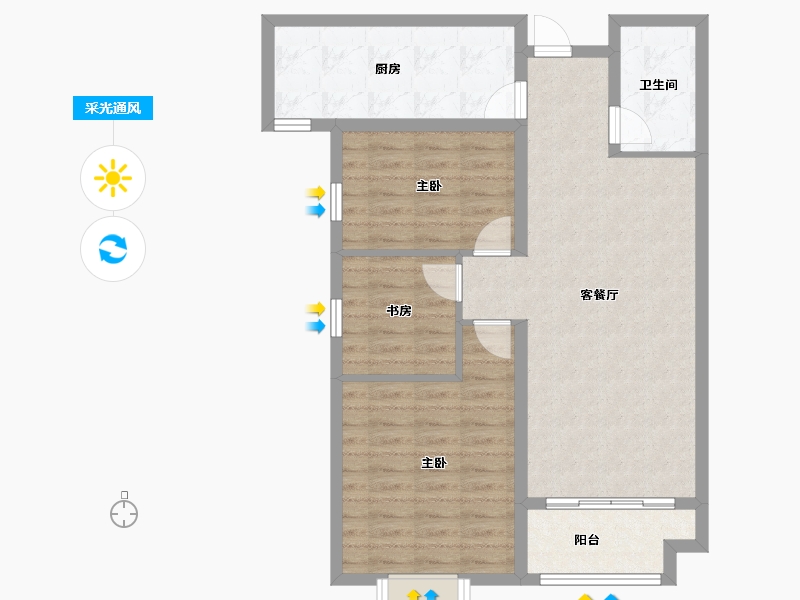 陕西省-咸阳市-沣馨苑-81.41-户型库-采光通风