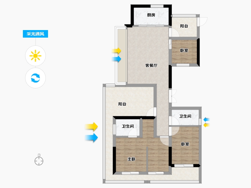 浙江省-杭州市-滨湖天地-86.40-户型库-采光通风