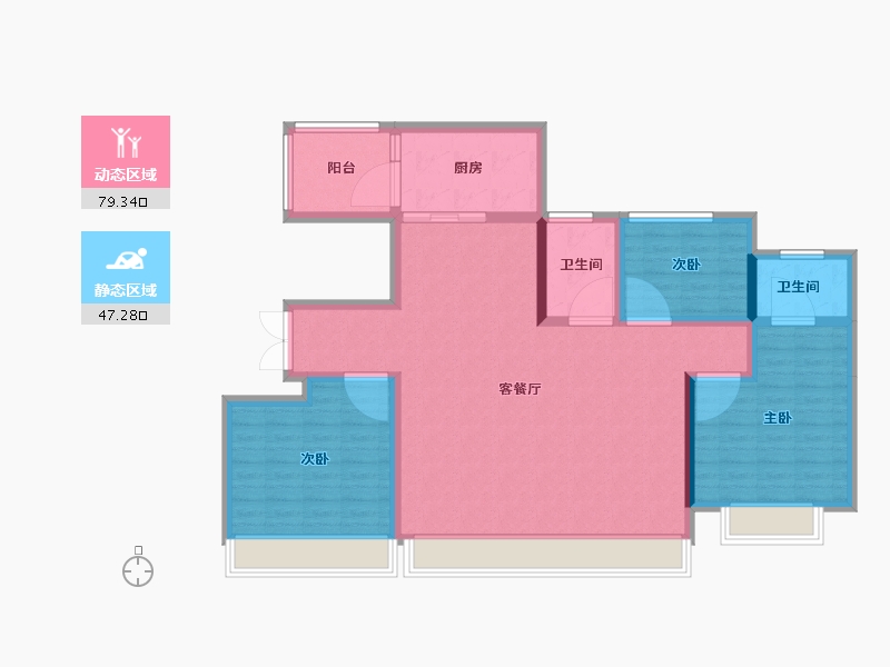 陕西省-西安市-中海云锦-114.40-户型库-动静分区