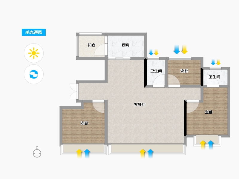 陕西省-西安市-中海云锦-114.40-户型库-采光通风