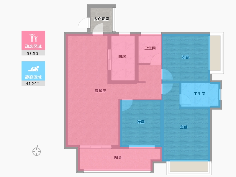 广东省-佛山市-绿城桂语兰庭-87.20-户型库-动静分区