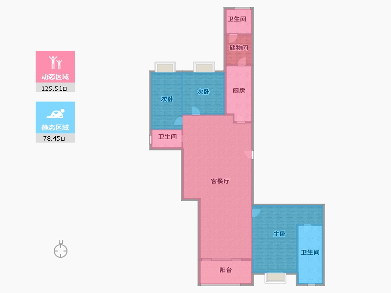 上海-上海市-滨江凯旋门-189.07-户型库-动静分区