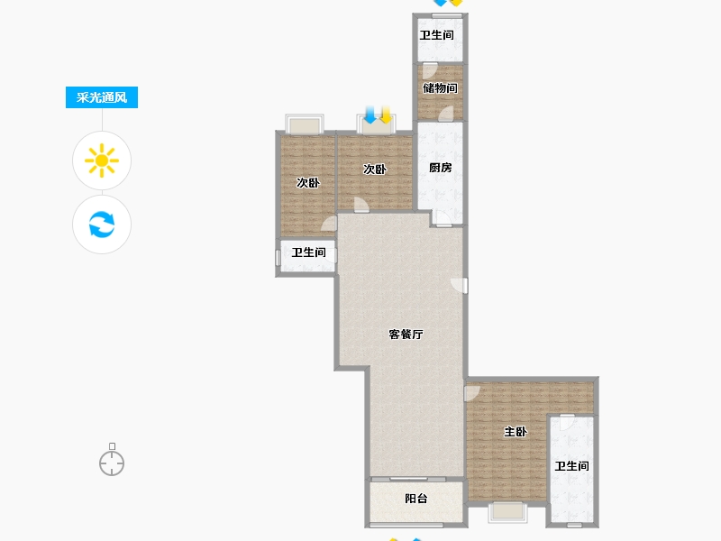 上海-上海市-滨江凯旋门-189.07-户型库-采光通风