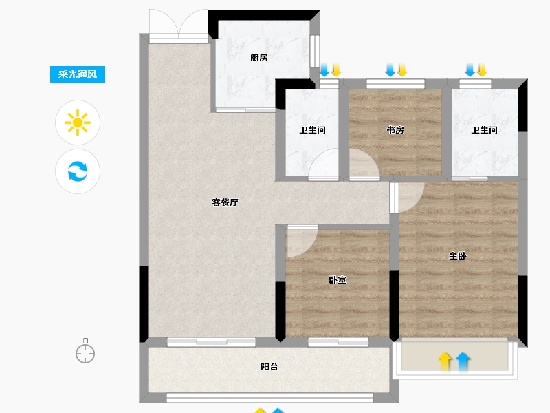 浙江省-杭州市-融悦天辰府-71.20-户型库-采光通风