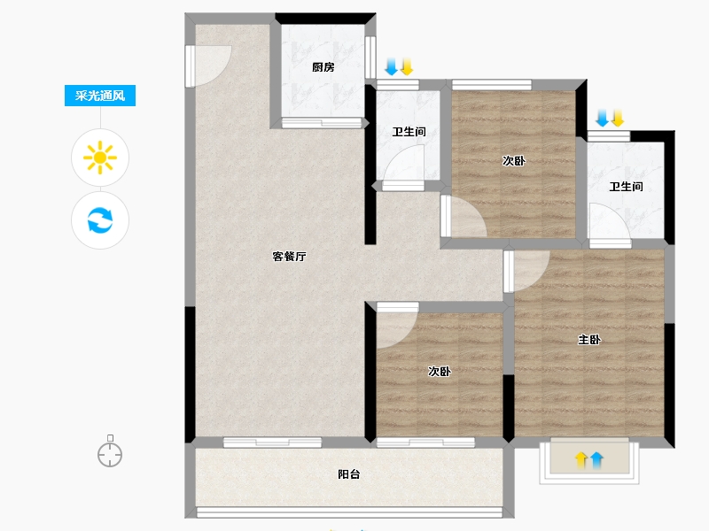 陕西省-西安市-招商央畔-96.01-户型库-采光通风