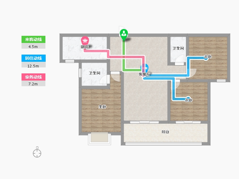 陕西省-咸阳市-沣馨苑-96.61-户型库-动静线