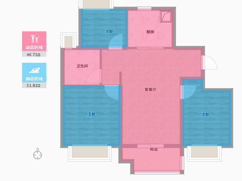 上海-上海市-云湖壹号-69.60-户型库-动静分区