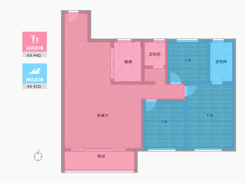 陕西省-西安市-龙湖星河紫云台-101.55-户型库-动静分区