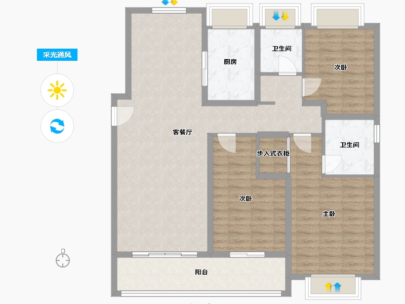 湖北省-武汉市-绿城金地凤起听澜-113.61-户型库-采光通风