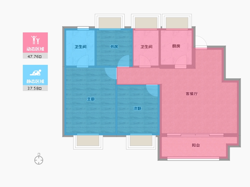 上海-上海市-保利玲玥公馆-76.98-户型库-动静分区