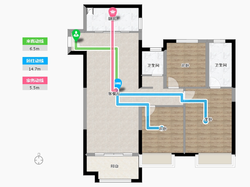 陕西省-西安市-保利熙岸林语-100.05-户型库-动静线