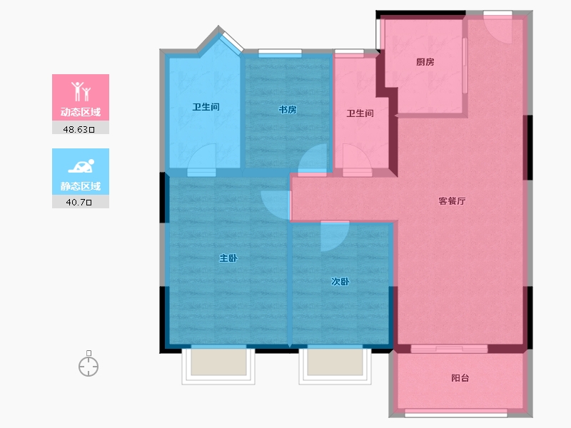 上海-上海市-嘉宝新力梦之晴华庭-80.03-户型库-动静分区