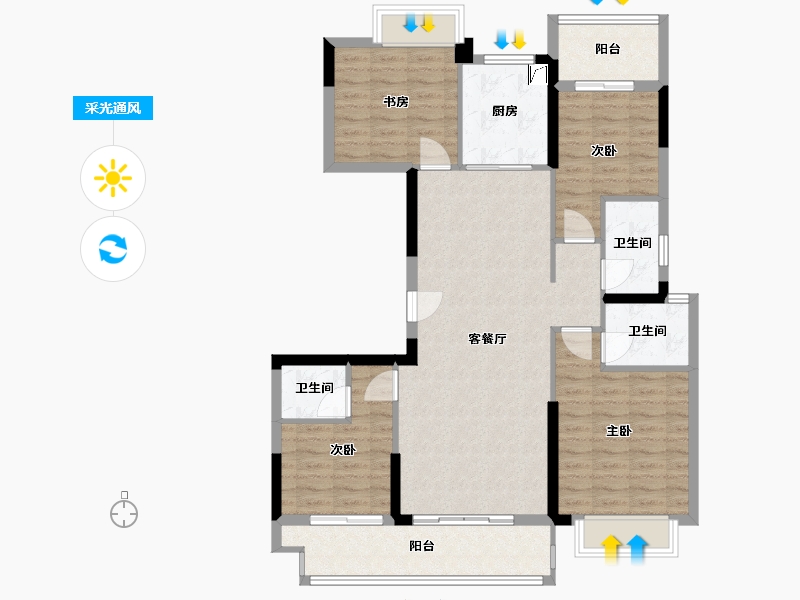 福建省-莆田市-铜锣湾万达广场-105.00-户型库-采光通风