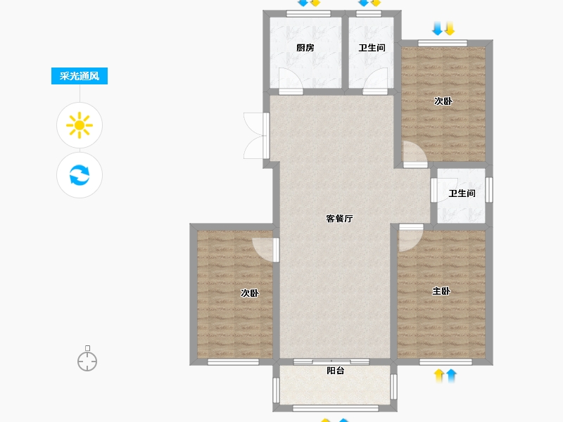 陕西省-榆林市-家境名苑-111.35-户型库-采光通风