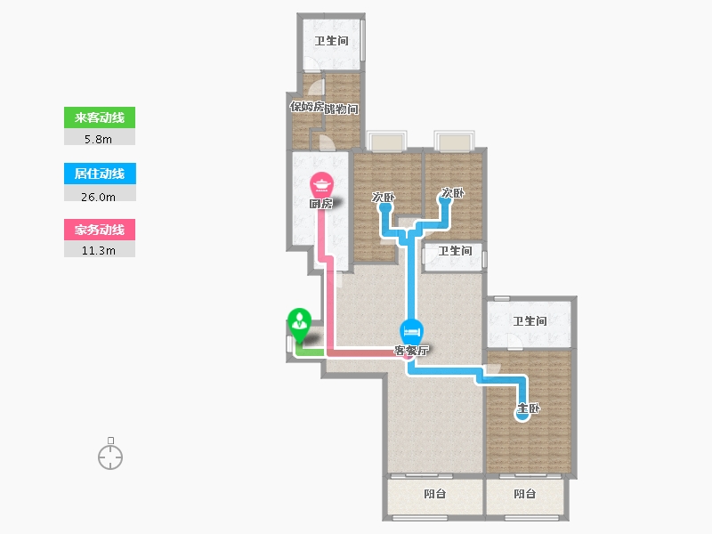 上海-上海市-滨江凯旋门-184.00-户型库-动静线