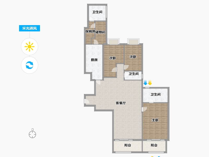 上海-上海市-滨江凯旋门-184.00-户型库-采光通风