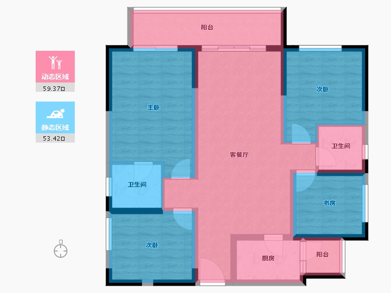 重庆-重庆市-中建御湖壹号-100.47-户型库-动静分区